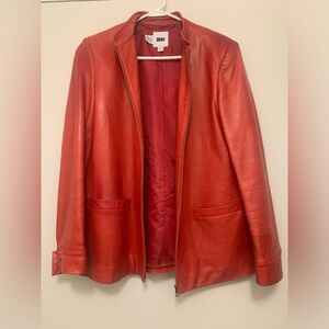 DKNY Women’s Vintage Leather Zipfront Jacket, SZ M